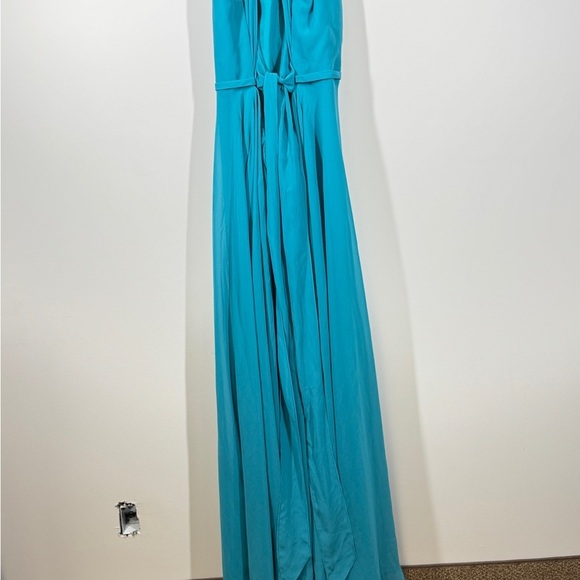 Azazie Blue Teal Wedding Guest Bridesmaid Long Formal Event Dress Missing Size - Picture 5 of 14